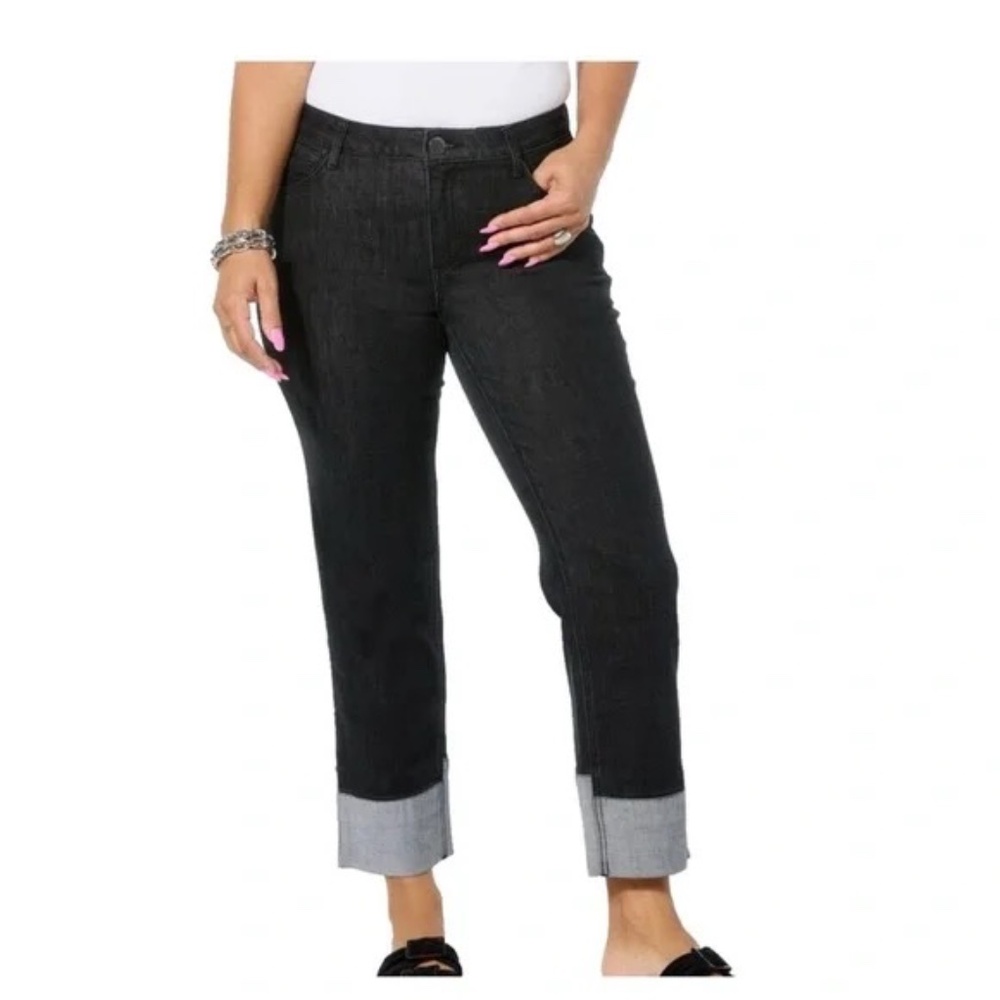 Democracy Ab Solution High Rise Boyfriend Jean Reverse Fixed Cuff Cropped Size 4